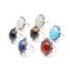 Grandes pierres naturelles rondes anneaux pour femmes Reiki cristal Turquoises Quartz rose réglable anneau bandes déclaration bijoux rétro