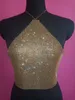 Camis Sexy Halter Metal Rhinestone Crop Top Women Summer Y2K Furnflicling Tank Top Beach Club Party Wrave Topy Topy Broged Womens Tops