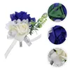 Dekorativa blommor bröllop boutonniere brudgum corsage silk blomma kunglig blå set kostym dekoration leveranspar man simulerad