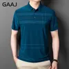 Men's Polos GAAJ Brand Men Polo Shirt Business Striped Tshirt Tops Casual T shirt Regular Fit Tee Social Poloshirt Menswear Stylish Clothing 230617