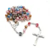 Collane con ciondolo Perline colorate Collana rosario gotico Croce lunga con perline Gotico romantico