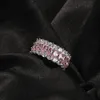 Herrenringe mit rosa Diamanten, Verlobungsring für Damen, Hip-Hop-Schmuck, silberne Eheringe