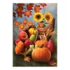 1pc, drapeau de jardin d'automne corne d'abondance abondante, drapeau de jardin double face, fleurs de fruits d'automne citrouilles tournesols arrosoir cour extérieur décorations extérieures