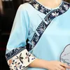 Ethnische Kleidung Cheongsam Frauen Plus Size Tops 2023 Frühling Baumwollmischung Stickerei Traditioneller chinesischer Stil Red Tang Kostüm Qipao Shirts