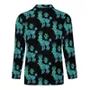 Herrpolos Poodle Dog Polo skjortor Spring Abstract Animal Print dragkedja Casual skjorta Långärmad krage vintage anpassade överdimensionerade t-shirts