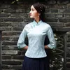 Etnische Kleding Chinese Stijl Vrouwen Qipao Shirt Vintage Mandarijn Kraag Cheongsam Blouse Elegante Dames Satijnen Bloem Tang Top Oversized