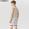 Men's Tracksuits Men Sets Patchwork Streetwear Fitness O-neck Sleeveless Tank Tops Shorts 2PCS Cozy Summer Men Casual Suits S-5XL INCERUN 230617