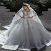 2022 abito da sposa musulmano abito da ballo di lusso vintage manica lunga pizzo africano taglie forti perline spiaggia Zuhair Murad abiti da sposa209M