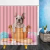 Cortinas de chuveiro de animais adoráveis, desenhos animados, engraçado, interessante, gato, cachorro, padrão de impressão 3d, pano à prova d'água, decoração de banheiro, conjunto de cortinas