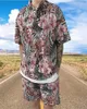 Herrespår Summer Hawaiian Men passar blommor 3D -tryck Polo -skjortor och shorts 2 -stycken uppsättningar Casual Sports Beach Kortärmad skjorta kostymer Male 230617