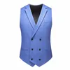 Costumes pour hommes Plyesxale Élégant Bleu Costume De Mariage Pour Hommes Double Vent Designer Hommes 3 Pièce De Luxe Slim Fit Parti Casual Homme Q1369