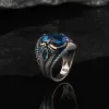 Anillos de banda Anillo de aleación de zinc para hombres Tendencia de moda Anillo de dedo de circón azul Joyería de fiesta masculina 22 estilos