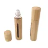 5ml 10ml Full natural bamboo Essential Oil Roller-ball Bottle carved window Clear Glass Roll On Perfume Bottles Stainless Steel Rollers Rtxk
