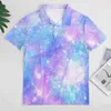 Мужские поло в Polos Pink Blue Galaxy Fasual футболки красочная космическая рубашка Polo Men Men Y2K Рубашка летние короткие рукава графики Большой размер 5xl 6xl 230617