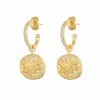 Dangle Oorbellen CRMYA Boho Style Patterned Cubic Zircon Hoop Drop Voor Vrouwen Goud Zilver Kleur Coin Stud Earring Mode-sieraden