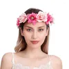 Decorative Flowers 1PCS Rose Artifical Crowns Wreath Beach Hawaii Floral Garland Romantic Faux Wedding Wreaths Flower Headband