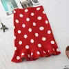 Stylish Chic Polka Dot Print Ruched Retro Sweet Sticked Mini kjol Za 2022 Fashion Women kjolar Casual Streetwear Jupe