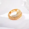 Designer Collection Style Open Ring Women Lady Paved Diamond Champaign Gold Color Elastic Full Beads Single Circle Snake Serpent Rings High Quality Jewelry