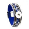 Braccialetti con ciondoli Moda intercambiabili Magnet 294 Strass Pelle di velluto Fit 18mm Bracciale con bottone a pressione Bracciale rigido per regalo donna