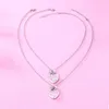 Zincirler 2pcs/set arkadaşı aşk kalp cam kolye kolyeleri kadınlar için moda mücevher dostluk hediyesi kolye