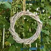 Decorative Flowers 3PCS Grey Wicker Wreath Garland Decor 22/30cm Rattan Ring Artificial Dried Flower Frame Crafts Accessories