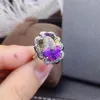 Cluster Rings Attractive Purple Yellow Colour Ametrine Ring For Women Ornament Real 925 Silver Big Size Gem Girl Party Gift Birthstone