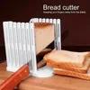 1 pieza de guía de corte de tostadas ajustable para rebanar pan casero, rebanador de pan de plástico para rebanar pan, utensilios de cocina plegables para hornear (blanco)