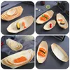 Juegos de vajilla Sushi Kayak Soporte decorativo Desechable Bote de madera Tazón de madera en forma de plato de restaurante de bocadillos