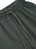 Kadın Şortları İlkbahar ve Yaz Kadınlar Koyu Yeşil Bel Yüksek Bel Elastik Kısa Stil Swearpants Geniş Bacak Pantolon