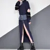 ワークドレスY2Kセータートップスニットスカート2ピースセット女性ホールジッパーエラスティックタイトラップヒップニット2ロングファッション