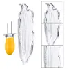 BBQ Tools Accessories 4pcs Corn Tray And 4pcs Corn Cob Holder Set Barbecue Tools Transparent Dish Grilling Home Cooking Dinnerware Party Supplies 230617