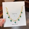 Chains French Romantic Metal Woven Mesh Chain Green Crystal Pendant Necklace 2023 Neckchain For Womens Party Exquisite Jewelry