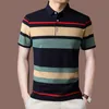 Hommes Polos Mode Hommes D'été Rayé Polos À Manches Courtes Bouton Tricot Revers Pull D'affaires Décontracté Hommes Lâche Vêtements Top 230617