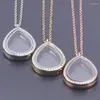 Pendant Necklaces 1Pc Metal Water Drop Glass Memory Medaillon Locket Women Trendy Picture Chain Collares Jewelry Making Bulk