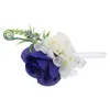 Dekorativa blommor bröllop boutonniere brudgum corsage silk blomma kunglig blå set kostym dekoration leveranspar man simulerad
