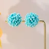 Серьги для обруча женщин девочки Серьера модные семена бусины Blue Pearl Pin