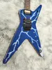 Wash Dimbag Darrell Dim Dimbolt D3 от Hell Blue Lightenning Electric Guitar Dot Inlay, Floyd Rose Tremolo Bridge Whammy Bar, черное оборудование Grover Tuners