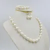 Collier boucles d'oreilles ensemble 11-12MM géant naturel blanc baroque grand fil collier de perles/bracelet/boucle d'oreille forte aspiration boucle magnétique