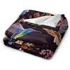 Blanket Bird Fleece Throw Blanket Soft Cozy Blooming Flowers Decorative Blanket All R230804