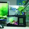Tankar USB mini guldfisk skål bordslampa liten multifunktionell ekologisk akvariumkontor dekoration fisk tankklocka nattljus