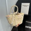 Beach Bags 2023 New Handwoven Handheld Bag Women's Vine Woven Vegetable Basket Small and Fresh Art Simple Style