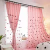 カーテンの漫画漫画blackout blackout beable for baby birght bedroom embroidered 3d pink love heart children windops drapes living room m057h