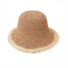 Szerokie brzegowe czapki słoneczne czapkę miękkie lato dla kobiet plażowy panama słoma kopuła splot kubełka femme sombreros