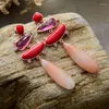 Stud Earrings Luxury Women Bold Fashion Red Jades Stone Chandelier Earring Teengirls Costume Designer Jewelry Wholesale