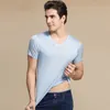 Men's T-Shirts SuyaDream Men basic T shirt Natural Silk V neck Solid Short Sleeve Shirts White Black Grey Spring Summer Top 230617