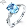 Bagues de grappe Mode féminine 925 Sterling Silver Sea Blue Zircon Ring Engagement Wedding Gift Jewelry