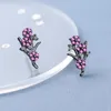 Boucles d'oreilles Collection 925 Silver Needle Wintersweet Blooming Plum Flower Women Black Blossom Crystal Branch Earring