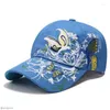 Visors Butterflies Flower Haftery czapki w stylu Koreańska cekin haftowa masła baseballowa szminka przypływ kapelusz słodki