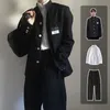 Men's Tracksuits Three Piece Suit Jacket Korean Trousers Uniform Western style Clothes Black Color Pants A Set Fashion Coats 230619
