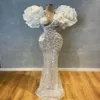 2021 Plus Size Arabic Aso Ebi Stylish Luxurious Mermaid Wedding Dress Beaded Crystals Lace Sheer Neck Bridal Gowns Dresses ZJ224241R